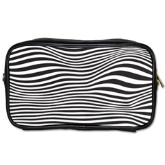 Retro Psychedelic Waves Pattern 80s Black And White Toiletries Bag (two Sides) by genx