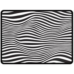 Retro Psychedelic Waves Pattern 80s Black And White Fleece Blanket (large)  by genx