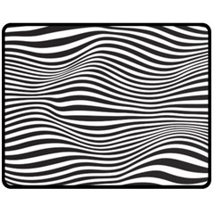 Retro Psychedelic Waves Pattern 80s Black And White Fleece Blanket (medium)  by genx