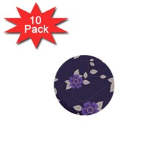 Purple flowers 1  Mini Buttons (10 pack) 