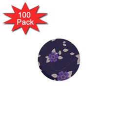 Purple flowers 1  Mini Buttons (100 pack) 