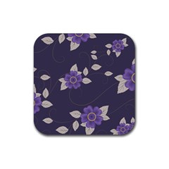 Purple flowers Rubber Coaster (Square) 