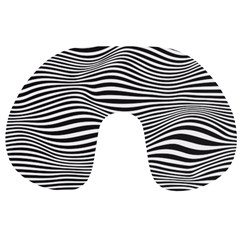 Retro Psychedelic Waves Pattern 80s Black And White Travel Neck Pillows by genx