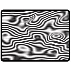 Retro Psychedelic Waves Pattern 80s Black And White Double Sided Fleece Blanket (large)  by genx