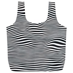 Retro Psychedelic Waves Pattern 80s Black And White Full Print Recycle Bag (xl) by genx