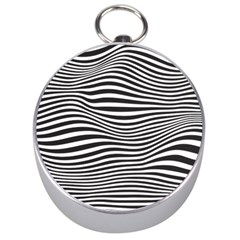 Retro Psychedelic Waves Pattern 80s Black And White Silver Compasses by genx