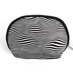 Retro Psychedelic Waves Pattern 80s Black And White Accessory Pouch (medium) by genx