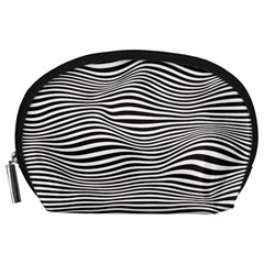 Retro Psychedelic Waves Pattern 80s Black And White Accessory Pouch (large) by genx