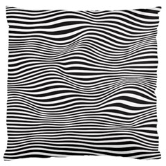 Retro Psychedelic Waves Pattern 80s Black And White Large Flano Cushion Case (two Sides) by genx