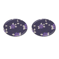 Purple flowers Cufflinks (Oval)