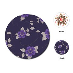 Purple flowers Playing Cards (Round)