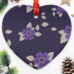 Purple flowers Heart Ornament (Two Sides)