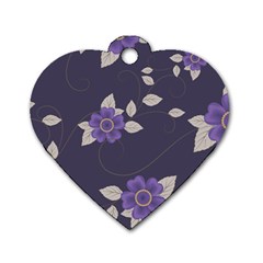 Purple flowers Dog Tag Heart (One Side)