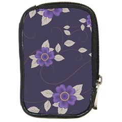 Purple flowers Compact Camera Leather Case