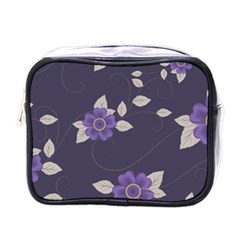 Purple flowers Mini Toiletries Bag (One Side)