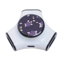 Purple flowers 3-Port USB Hub