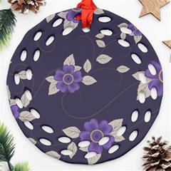 Purple flowers Round Filigree Ornament (Two Sides)