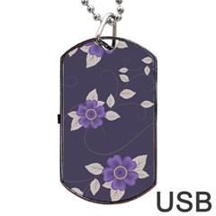 Purple flowers Dog Tag USB Flash (Two Sides)