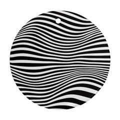 Retro Psychedelic Waves Pattern 80s Black And White Ornament (round) by genx