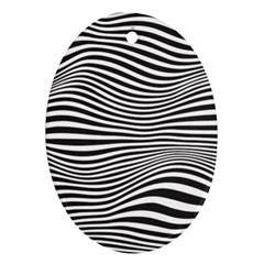 Retro Psychedelic Waves Pattern 80s Black And White Oval Ornament (two Sides) by genx