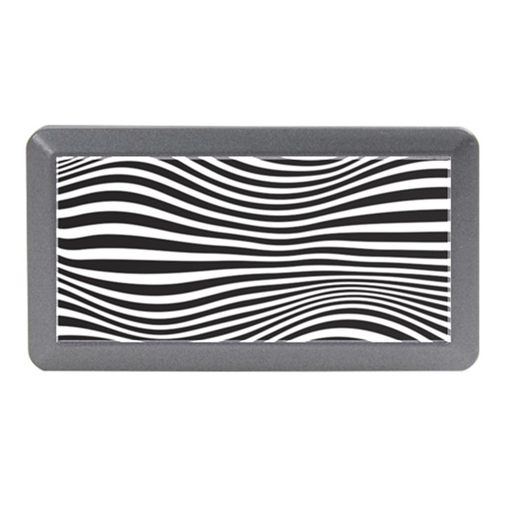 Retro Psychedelic Waves pattern 80s Black and White Memory Card Reader (Mini)