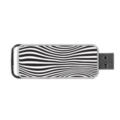 Retro Psychedelic Waves Pattern 80s Black And White Portable Usb Flash (one Side) by genx