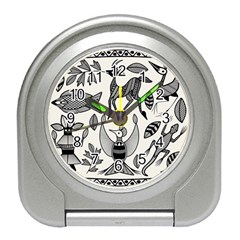 African Senufo Korhogo Tribal Ethnic Art Elements Vector Travel Alarm Clock by BluedarkArt