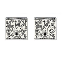 African Senufo Korhogo Tribal Ethnic Art Elements Vector Cufflinks (square) by BluedarkArt