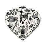 African Senufo Korhogo Tribal Ethnic Art Elements Vector Dog Tag Heart (One Side) Front