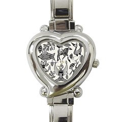 African Senufo Korhogo Tribal Ethnic Art Elements Vector Heart Italian Charm Watch