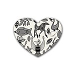 African Senufo Korhogo Tribal Ethnic Art Elements Vector Heart Coaster (4 pack)  Front