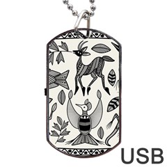 African Senufo Korhogo Tribal Ethnic Art Elements Vector Dog Tag Usb Flash (one Side) by BluedarkArt