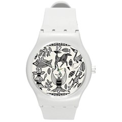 African Senufo Korhogo Tribal Ethnic Art Elements Vector Round Plastic Sport Watch (m) by BluedarkArt