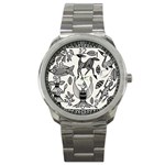 African Senufo Korhogo Tribal Ethnic Art  Sport Metal Watch Front