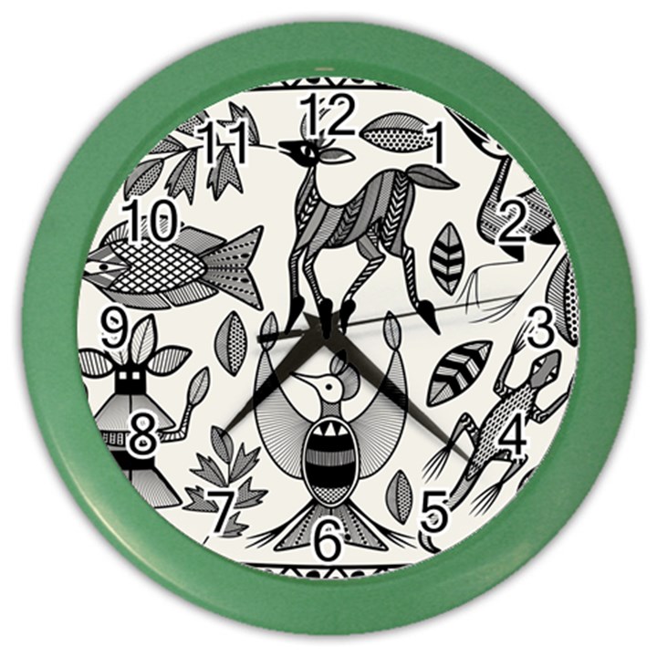 African Senufo Korhogo Tribal Ethnic Art  Color Wall Clock