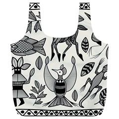 African Senufo Korhogo Tribal Ethnic Art  Full Print Recycle Bag (xl) by BluedarkArt