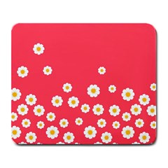 Flowers White Daisies Pattern Red Background Flowers White Daisies Pattern Red Bottom Large Mousepads