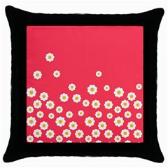 Flowers White Daisies Pattern Red Background Flowers White Daisies Pattern Red Bottom Throw Pillow Case (black) by genx