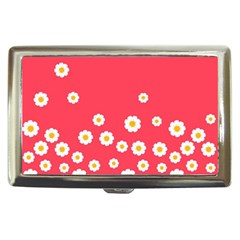 Flowers White Daisies Pattern Red Background Flowers White Daisies Pattern Red Bottom Cigarette Money Case by genx