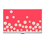 Flowers White Daisies Pattern Red Background Flowers White Daisies Pattern Red Bottom Business Card Holder Front