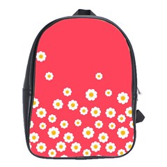 Flowers White Daisies Pattern Red Background Flowers White Daisies Pattern Red Bottom School Bag (large) by genx