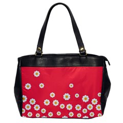 Flowers White Daisies Pattern Red Background Flowers White Daisies Pattern Red Bottom Oversize Office Handbag by genx