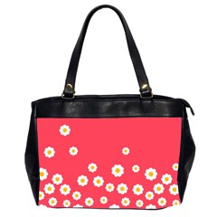 Flowers White Daisies Pattern Red Background Flowers White Daisies Pattern Red Bottom Oversize Office Handbag (2 Sides) by genx