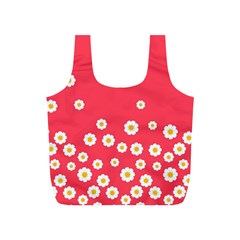 Flowers White Daisies Pattern Red Background Flowers White Daisies Pattern Red Bottom Full Print Recycle Bag (s) by genx