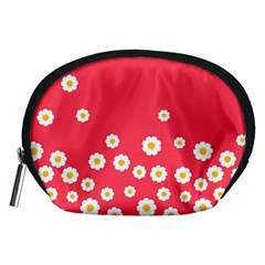 Flowers White Daisies Pattern Red Background Flowers White Daisies Pattern Red Bottom Accessory Pouch (medium) by genx