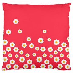 Flowers White Daisies Pattern Red Background Flowers White Daisies Pattern Red Bottom Large Flano Cushion Case (one Side) by genx