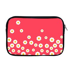 Flowers White Daisies Pattern Red Background Flowers White Daisies Pattern Red Bottom Apple Macbook Pro 17  Zipper Case by genx