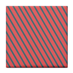 Living Coral Diagonal Stripes Tile Coasters by LoolyElzayat