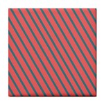 Living Coral Diagonal Stripes Tile Coasters Front