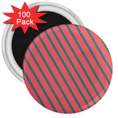 Living Coral Diagonal Stripes 3  Magnets (100 Pack) by LoolyElzayat